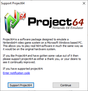 Project 64 Popup